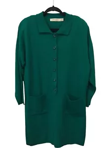 Karen Lessly Sweater Dress Green Womens Size L Acrylic Collared Long Sleeve - Picture 1 of 7