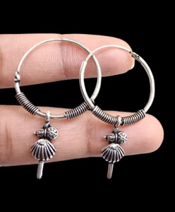Dainty 925 Sterling Silver Plated Vintage Bali Hoop Earrings Jewelry Gift OFE42 - Picture 1 of 4