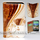 For HTC Series - Grungy Floral Theme Print Wallet Mobile Phone Case Cover