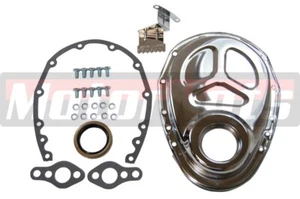 SBC Chevy Timing Chain Cover Kit Chrome Tab Gasket Seal V8 283 327 350 383 400 - Picture 1 of 3