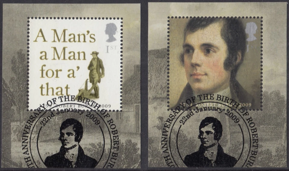 2009 Robert Burns set ex miniature sheet fine used - Image 1 of 1