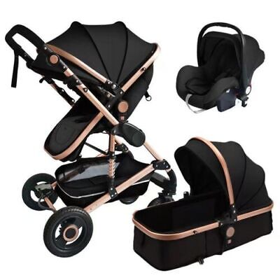 Baby Pram 3 In 1 Travel System Buggy Car Seat Pushchair Stroller Foot Muff Cover • 301.46€