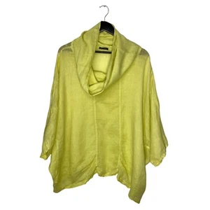 Blusa Top Grisaz Lino Grande Cuello Alto Talla L Verde Claro - Imagen 1 de 6