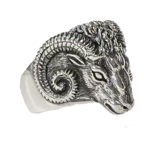Ram Head Skull Ring .925 silver Zodiac Aries Goat Biker Gothic Sizes M - Z - Picture 1 of 8