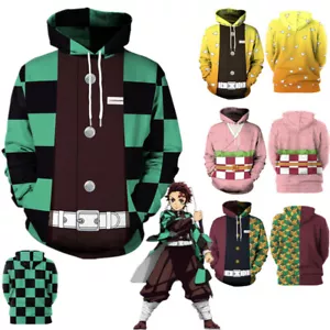 Anime Demon Slayer Tanjirou Nezuko Cosplay Costume Hoodie Pullover Jacket - Picture 1 of 20