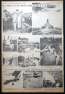 1944 St.Louis Newspaper Feature Page - First Photos Aboard U.S.S. Missouri - Picture 1 of 1