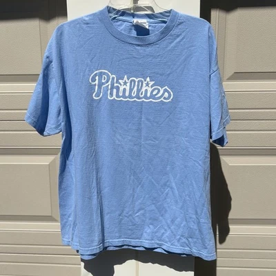 Retro Philadelphia Phillies T-shirt L Light Blue Chase Utley #26 Large Classic - Image 1 of 4