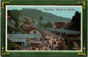 Postal en gel de la década de 10 DARJEELING, India "Mercado el domingo" / Néstor Gianaclis - Imagen 1 de 2