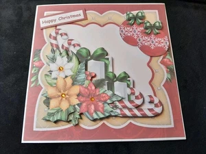 New Handmade Festive  Themed   Christmas Card Size 8" X 8" - Picture 1 of 5