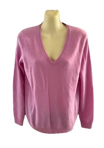 C By Bloomingdale’s Cashmere Sweater Womens M V-Neck Pullover Orchid-Pink - Picture 1 of 9