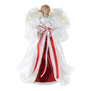 Northlight 14" White and Red Angel with Lighted Wings Christmas Tree Topper - Picture 1 of 6