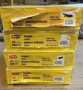 Neuf ! 500 feuilles agrafes lumineuses 24 lb. Papier de couleur jaune vif. - Photo 1/3
