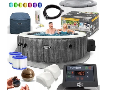 Intex 28442 PureSpa Bulles Greywood Deluxe 216x165cm Spa Gonflable... - Photo 1/4