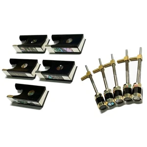 5x 4/4 Violin Frog Button Abalone Inlaid Ebony Nickel Silver Parisan Eye - Picture 1 of 4