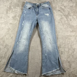 Flying Monkey Jeans Womens 27 Blue Distressed High Rise Flare Button Fly Denim - Picture 1 of 7