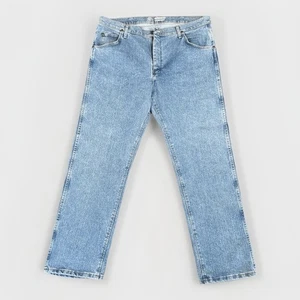 Pantalones de mezclilla Wrangler para hombre 38x32 azul calce regular corte vaquero recto lavado claro - Imagen 1 de 9
