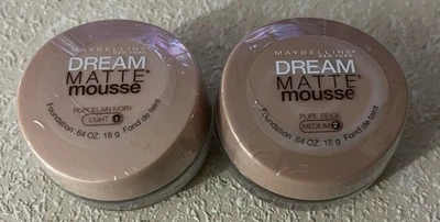 Maybelline Dream Matte Mousse Foundation Porcelain Ivory Light 1 & Pure Beige 2 - Image 1 of 2