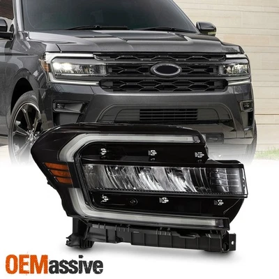 For 2022-2024 Ford Expedition Full LED w/ DRL Headlight Black Housing Passenger - Image 1 of 4