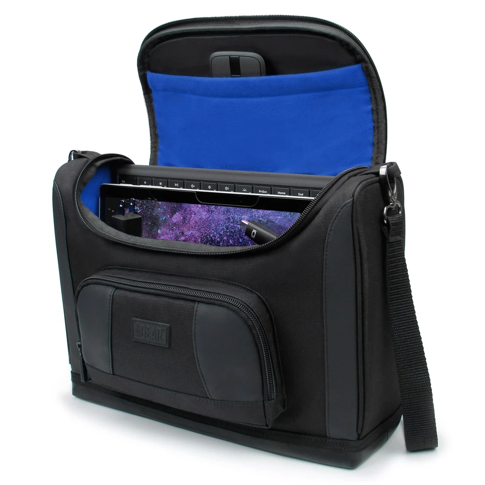 USA GEAR Small Messenger Bag for Surface Pro 8, 7, 6, Surface Pro X (Blue) - Image 1 of 4