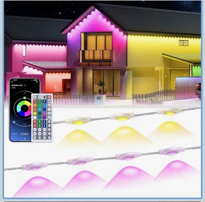 Luces exteriores permanentes de 150 pies, luces exteriores RGB inteligentes con control remoto de aplicación Foto 1 de 4