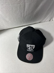 Mitchell & Ness Brooklyn Nets NBA Correa Ajustable Sombrero Negro - Imagen 1 de 5