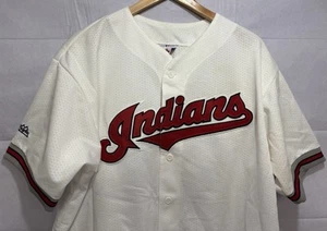 Vintage Cleveland Indians Jersey Majestic Men’s XL White Button Script New Stock - Picture 1 of 13