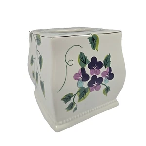 WAVERLY Dulces Violetas Cerámica Pañuelo Caja Cubierta Jardín Habitación Reliquia Colección - Imagen 1 de 8