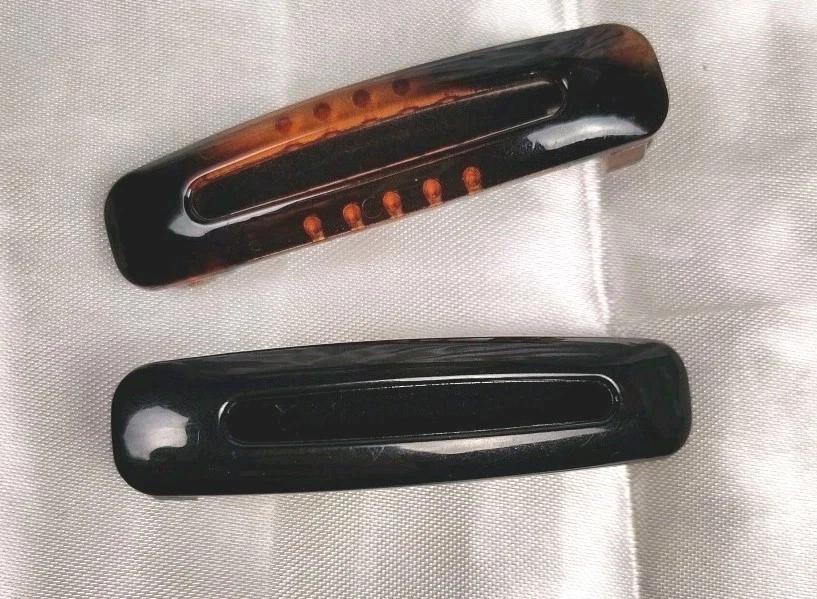 Black & Brown Faux Tortoise Shell Barrettes With Felt And Teeth - Image 1 of 4