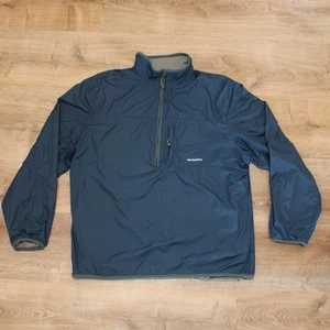 Woolrich Tidal Jacket Men's Large 1/2 Zip Lined Pull Over Logo Spell Out Blue - Picture 1 of 13