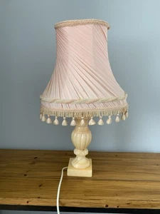 Vintage Marble Oynx Pinkish Table Lamp With Shade - Picture 1 of 19