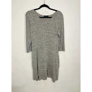 KLD Gray Marled Knit Dress Women's Medium 3/4 Sleeve Casual - Picture 1 of 6
