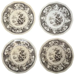 Jarrón oriental antiguo de platos de almuerzo marrón Staffordshire del siglo XIX - Imagen 1 de 9