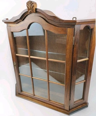 Vitrina holandesa de madera maciza de roble montado en la pared 28" puerta de vidrio estuche de curiosidades arco Foto 1 de 4