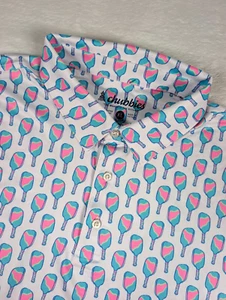 Chubbies The Big Dill Polo Shirt Mens XL Pink Green Pickleball Paddles - Picture 1 of 8