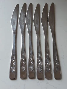 6x Arthur Price Dinner Knives Floral Stainless Steel Cutlery Sheffield England - Picture 1 of 6