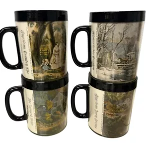 4 tazas de colección aisladas térmicas de 8 OZ Currier & Ives ¡Nuevas! - Imagen 1 de 18