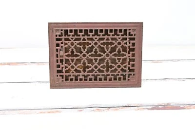 Antiguo. Registro completo de piso de rejilla térmica victoriana de hierro fundido 13,75 X 9,75 pulgadas Foto 1 de 4