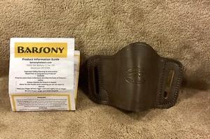Barsony Quick Slide Gun OWB Brown Leather Holster For Full Size 9mm 40 45 USA - Picture 1 of 5