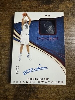 2019-20 Immaculate Game Used Sneaker Swatch Signatures Red Auto /25 Boris Diaw - Image 1 of 2