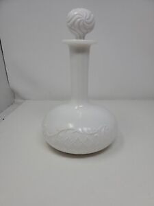 Vintage Victorian Era Milk Glass Decanter Barber Bottle Perfume Vanity Display