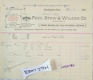 1891 SOUTHINGTON CONNETICUT PECK STOW & WILCOX TINNERS TOOL HARDWARE - Picture 1 of 1