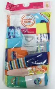 Wonder Nation Girls 14-pack Multicolor Bikini Panties Size 8- FREE SHIPPING - Picture 1 of 3