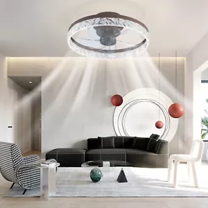 20 Inch Round Ceiling LED Fan Light Dimmable Fanlamp Embedded+Remote Control US - Picture 1 of 12
