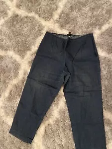 Eileen Fisher Pull On Jeans L Stretch Denim Comfort Waist Taper Leg Womens Large - Picture 1 of 6