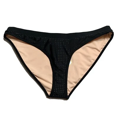 NEW Fabletics Valentina Cheeky Bikini Bottom Sz XXL Black Swim Perforated - Image 1 of 4