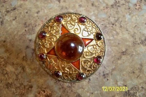 MMA Pin Sterling Silver 925 Garnet Glass Cabochon Metropolitan Museum - Picture 1 of 4
