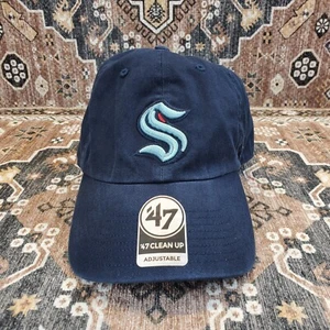 Seattle Kraken '47 Brand Clean Up Strap Back Hat NHL Adjustable OSFA Blue Cap - Bild 1 von 16