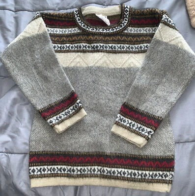 Suéter Pullover Ecuador Artesanal Alpaca Niño Talla 6 Hecho a Mano Vintage Azteca Foto 1 de 4