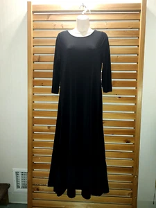 Langes schwarzes elegantes ausgestelltes Kleid Größe Small gesmokt Stretch Chico's 0 Party Business - Bild 1 von 10