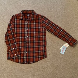 Cat & Jack Boys Med (8-10) Button Down Long Sleeve Red/Orange/Brown Dress Shirt - Picture 1 of 3